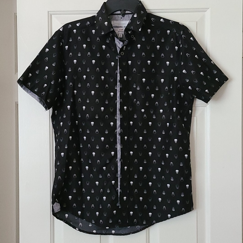 Young Men's skull button down shirt